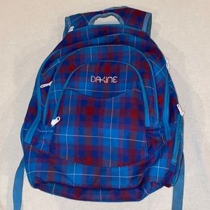 Dakine women’s blue and purple plaid backpack